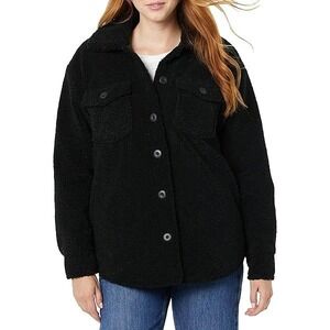 Amazon Essentials‎ Sherpa Fleece Shacket Womens Small Black NEW GTW50059FW22